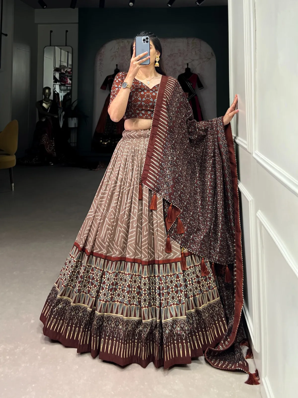 Ajrakh Printed Navratri Chaniya Choli - Image 5
