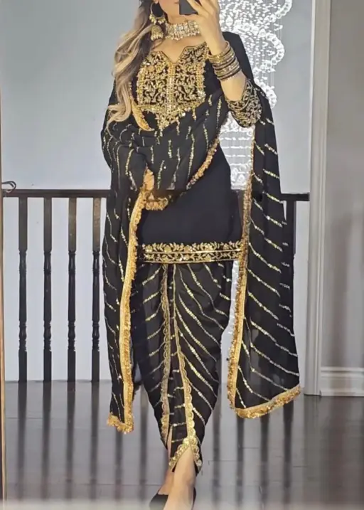 Black Dhoti Suit Replica 437