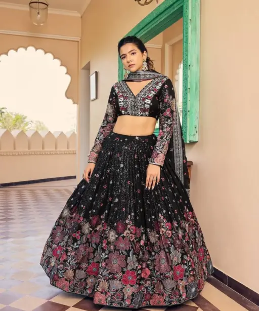Black Party Wear Lehenga Choli 286