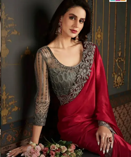 Border Designer Silk Wedding Wear Saree Fancy Work