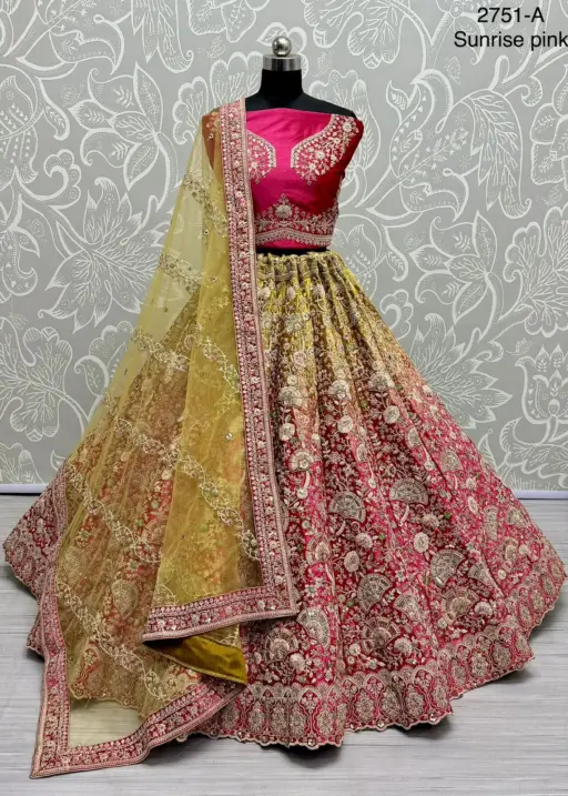 Exclusive color Shade and Padded Velvet Designer Wedding wear Lehenga Choli