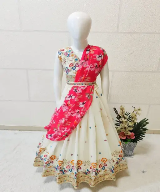Fancy Kids lehenga Choli With Embroidered And Sequins Work