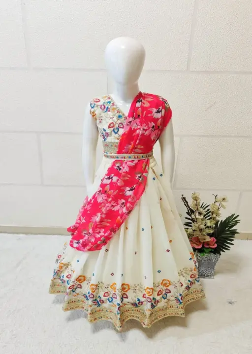 Fancy Kids lehenga Choli With Embroidered And Sequins Work