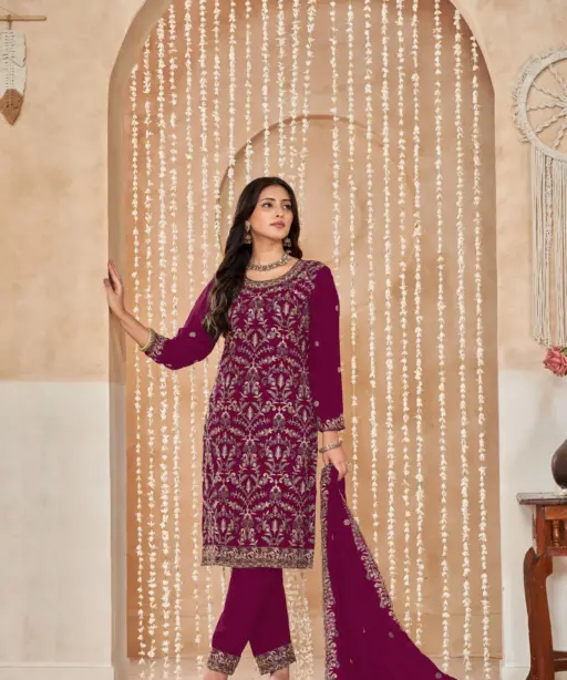 Faux Georgette Heavy Embroidery Big Size Salwar Suit