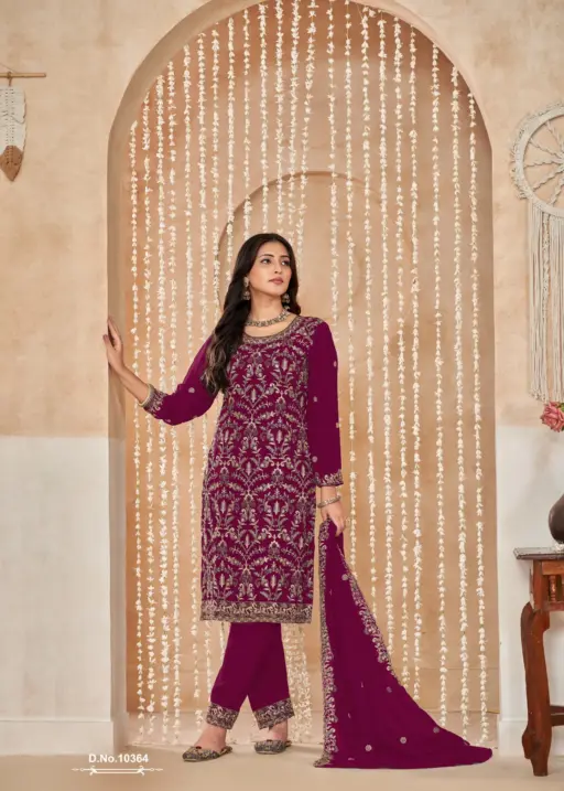 Faux Georgette Heavy Embroidery Big Size Salwar Suit