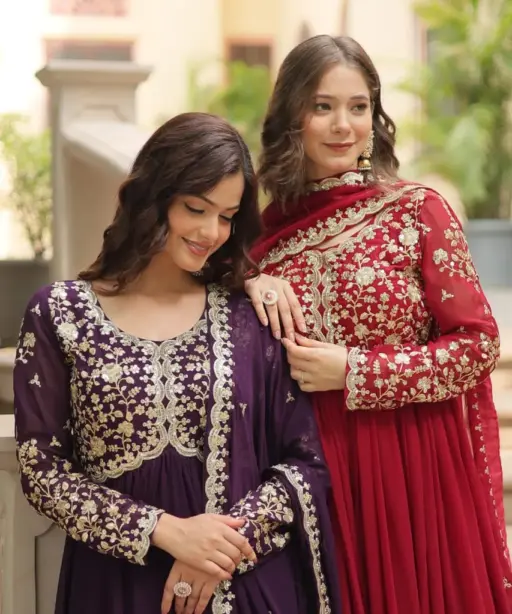 Festive Wear Heavy Embroidery Gown Dupatta Set