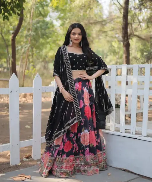 Floral Printed With Heavy Sequins Work Ethnic Lehenga Choli