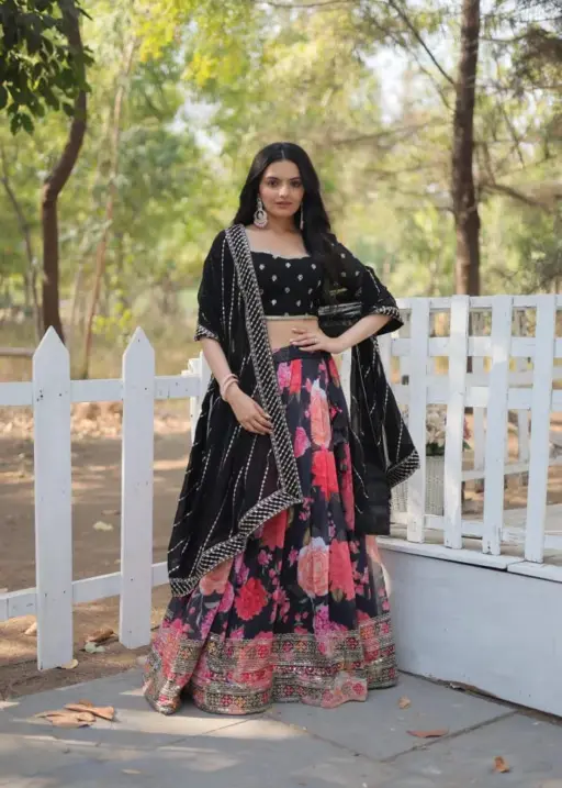 Floral Printed With Heavy Sequins Work Ethnic Lehenga Choli