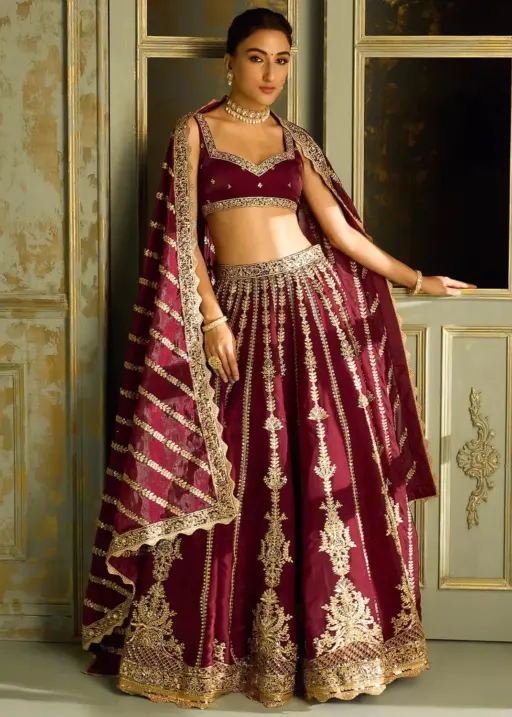 Heavy Zari Work Silk Designer Replica Party Wear Lehenga