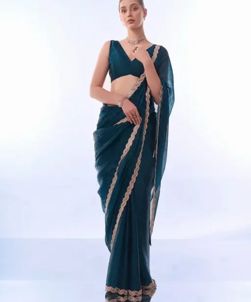 Party Wear Blue Saree