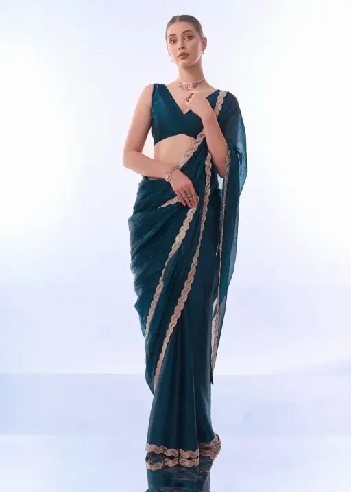 Party Wear Blue Saree