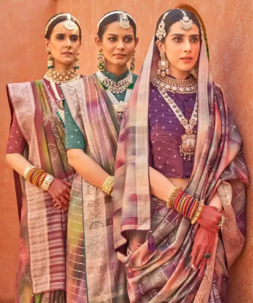 Pv Silk Festive Wear Ethnic Saree Trirath Rang Tarang