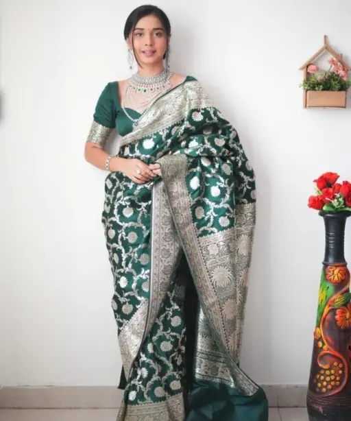 Ready To Wear Silk Jacquard Ethnic Saree