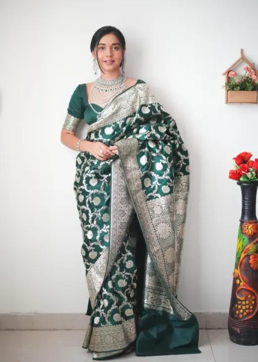 Ready To Wear Silk Jacquard Ethnic Saree