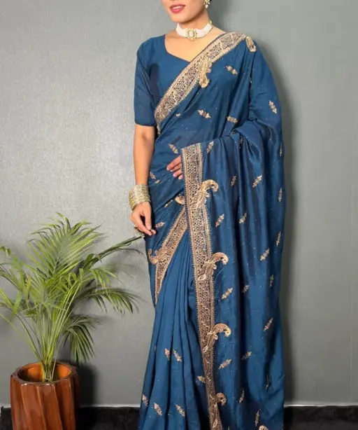 Ready To Wear Traditional Saree With Heavy Embroidery Work