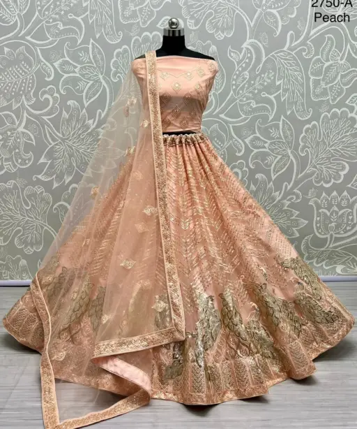 Very elegantly presented peacock embroidered wedding Lehenga Choli