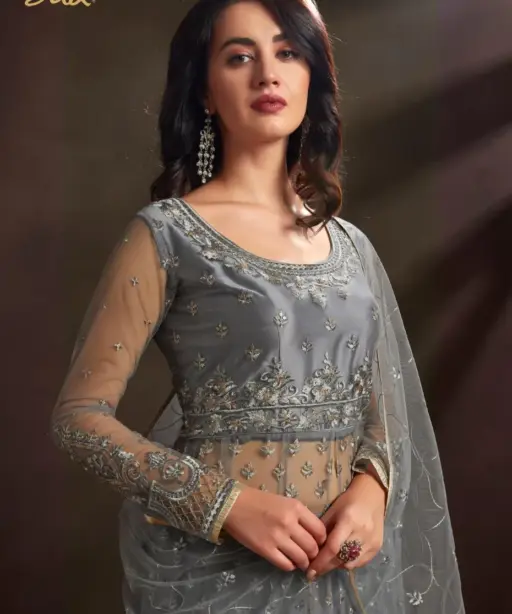 Wedding Wear Embroidery Net With Sequins Work Ethnic Anarkali Suit