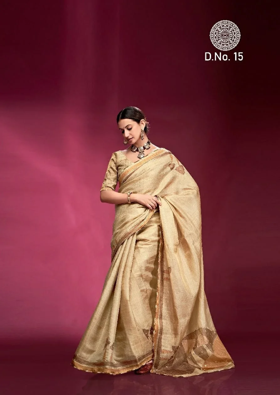Tusser Silk Handwork Ethnic Saree Kala Jamun Dazzling - Image 5