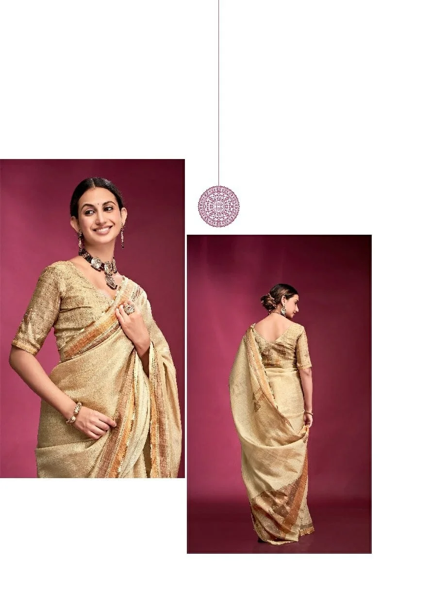Tusser Silk Handwork Ethnic Saree Kala Jamun Dazzling - Image 6