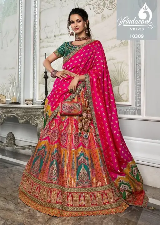 Banarasi Silk Wedding Lehenga Royal Vrindavan Vol 53