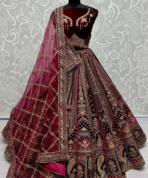 Bridal Red Lehenga Choli With Dubble Dupatta 2763