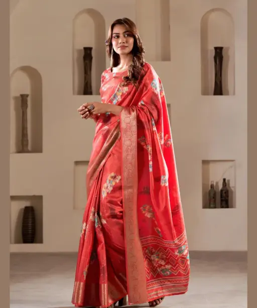 Dusty Color Ethnic Saree For Wedding Litchi