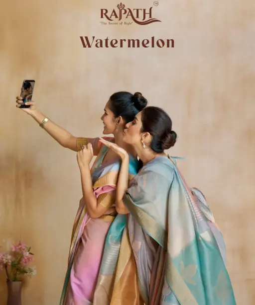 Fancy Silk Wedding Saree Watermelon Silk
