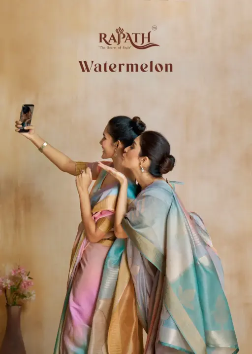 Fancy Silk Wedding Saree Watermelon Silk