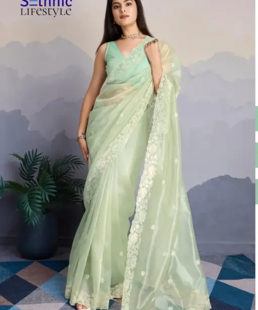 Festive Wear Saree With Sequence Work