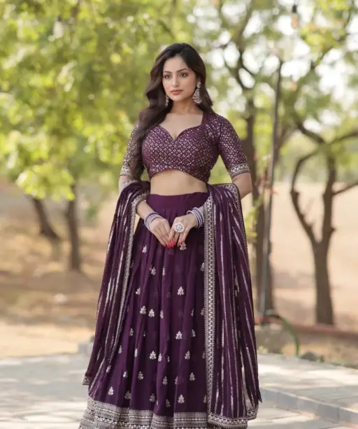 Purple Festive Wear Lehenga Choli
