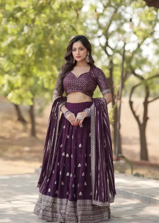 Purple Festive Wear Lehenga Choli
