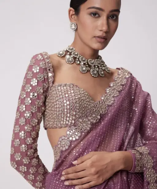 Bollywood Model Saree Design 2024 With Real Mirror Work df3429