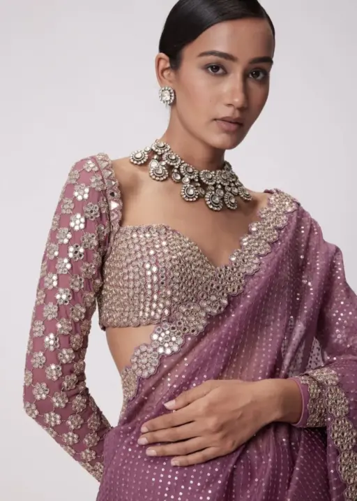 Bollywood Model Saree Design 2024 With Real Mirror Work df3429