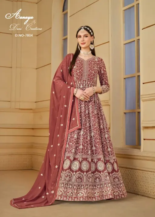 Heavy Embroidery Faux Georgette Anarkali Suit Festive Wear Aanaya Vol-178