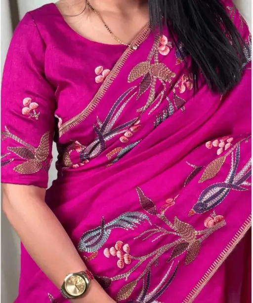 Pure Tusser Silk Ethnic Saree Festive Wear Chirakli