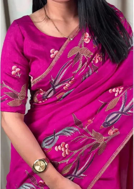 Pure Tusser Silk Ethnic Saree Festive Wear Chirakli