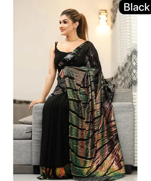 Trending Bollywood Sequins Saree 2024 kc818