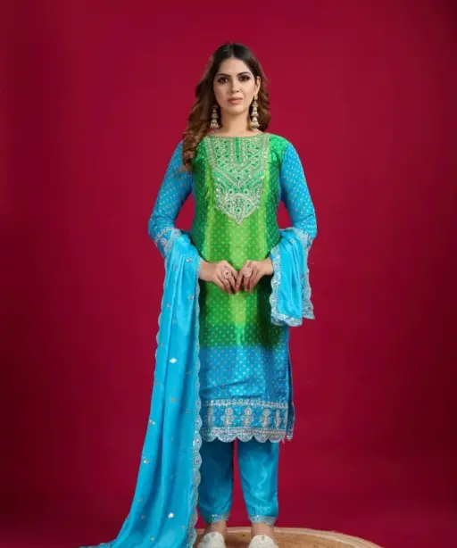 Bandhni Printed Viral Salwar Suit With Heavy Work srk5187