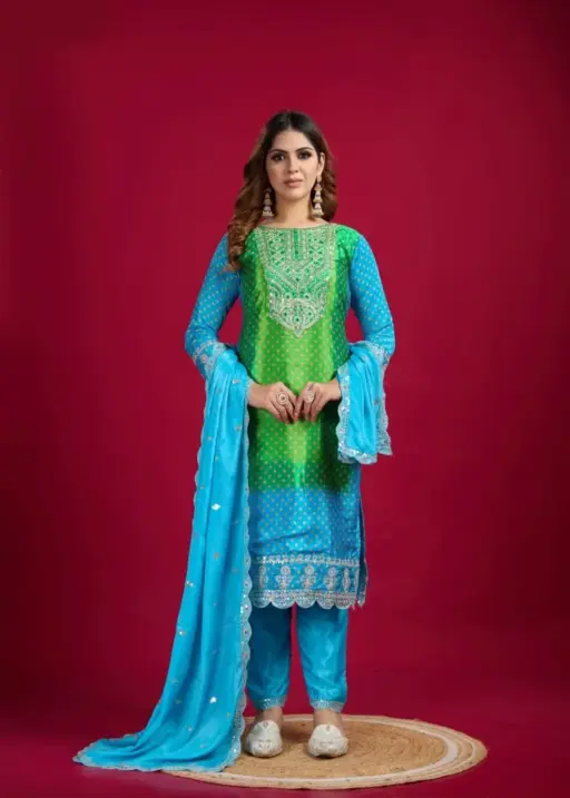 Bandhni Printed Viral Salwar Suit With Heavy Work srk5187