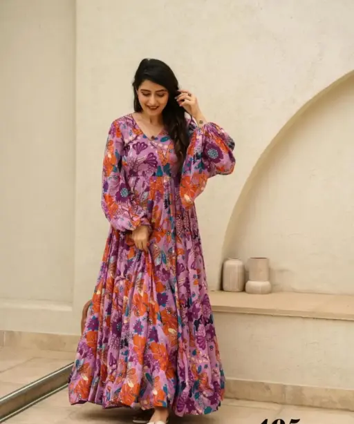 Big Size Printed Kurti Gown Designs