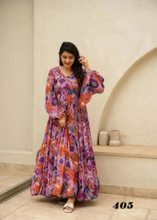 Big Size Printed Kurti Gown Designs