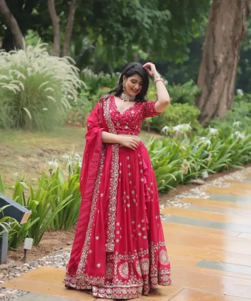 Bright Red Designer Lehenga Collection 2024 KA-5035