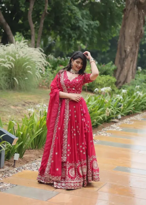 Bright Red Designer Lehenga Collection 2024 KA-5035