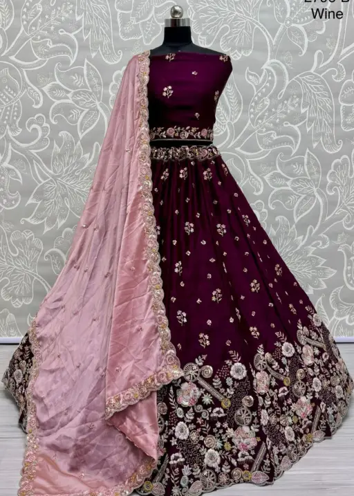 Flower and Dandelion Embroidery Wedding Wear Lehenga Choli