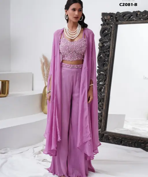 Heavy Blouse Work Crop Top With Shrug Trending Functional Wear