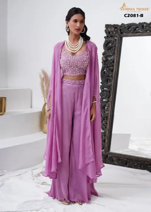 Heavy Blouse Work Crop Top With Shrug Trending Functional Wear