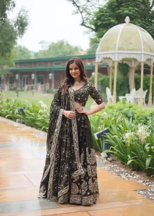 Heavy Sequins And Embroidery Work Party Wear Lehenga Choli KA-5039