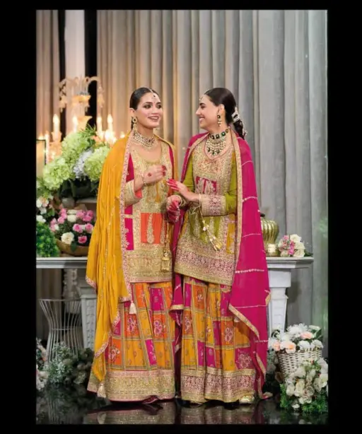 Multi Color Wedding Wear Plazzo Ethnic Suit Eba Rang