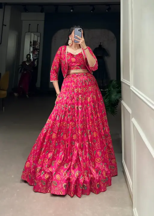 Party Wear Lehenga Choli With Koti Design 2024 1136PNK