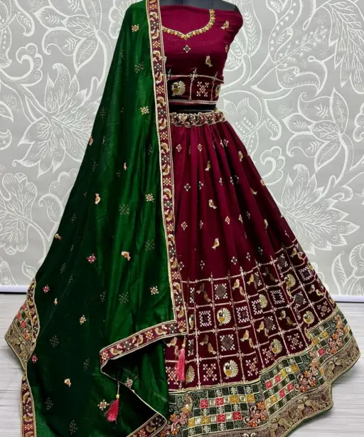Patola Figure Embroidered Wedding Wear Designer Lehenga Choli Patola Design